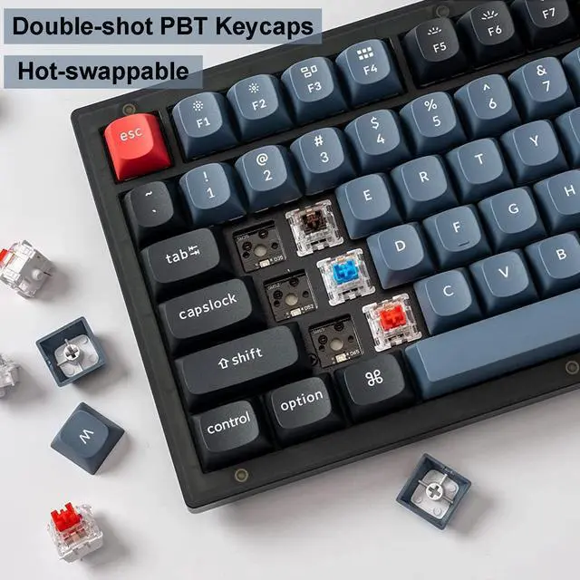 Alt view image 5 of 5 - Keychron V3 TKL 80% Layout Custom Wired Mechanical Keyboard, 87 Keys RGB Backlight QMK/VIA Programmable Macro, Hot Swappable K Pro Red Switch PBT Keycaps for Mac Windows (Frosted Black Translucent)