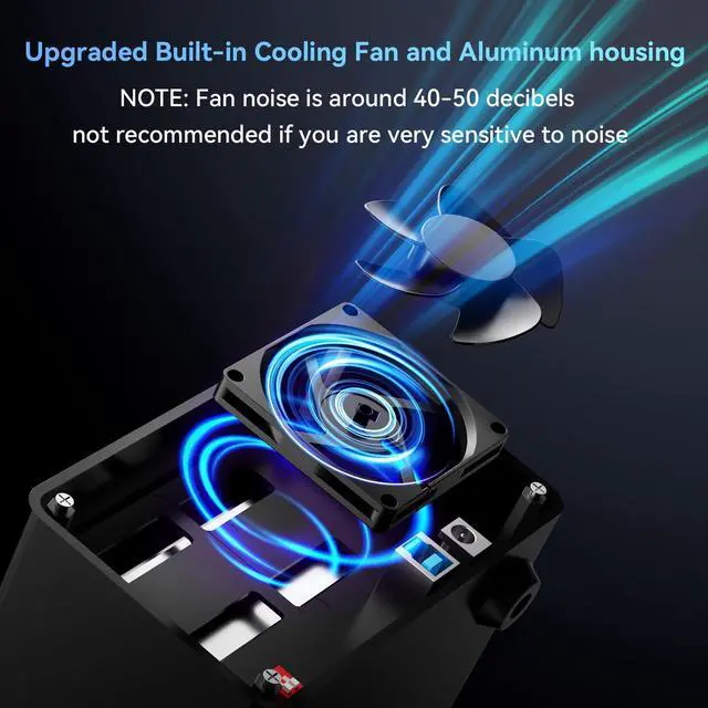 Alt view image 4 of 5 - CENMATE Aluminum Dual Bay Hard Drive RAID Enclosure with Cooling Fan for 2.5/3.5" SATA HDD/SSD with USB A/C 3.0, Tool-Free HDD Enclosure, 4 Modes(Support RAID 1/0/JBOD/NORMAL)