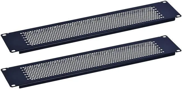 Main image of RackPath 2U Blank Rack Mount Panel Spacer with Venting for 19in Server Rack Enclosure or Network Cabinet  2 Pack, Black