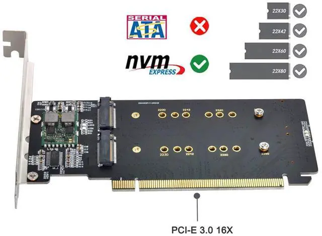 Alt view image 5 of 5 - Cablecc 4X NVME M.2 AHCI to PCIE Express 3.0 Gen3 X16 Raid Card VROC Raid0 Hyper Adapter