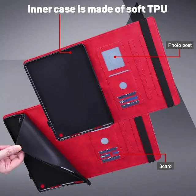 Alt view image 4 of 5 - ALILANG for Amazon Kindle Fire Max 11 Case (13th Gen, 2023 Release) 11" with Stylus, Multi-View PU Leather Flip Stand Cover with Pen Holder for Fire Max 11 2023 Tablet Cases -Red