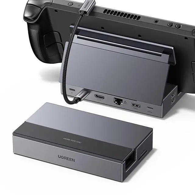 Main image of UGREEN Steam Deck Dock 9-in-1 USB C Docking Station with Foldable Stand, 4K@60Hz HDMI, Gigabit Ethernet, PD 100W, 10Gbps USB A&C 3.2, TF/SD Compatible with Steam Deck, Rog Ally, Rog X, Legion Go etc.