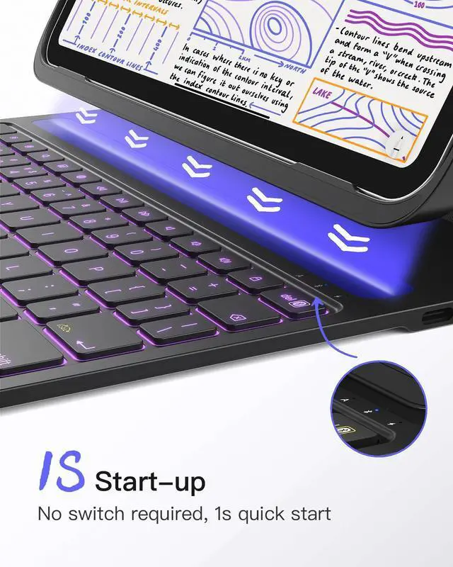 Alt view image 4 of 5 - Inateck for iPad 10th/11th Gen Case with Keyboard, Ultralight Keyboard with Pen Holder for iPad 11th(2025 11" A16)/10th Gen(2022 10.9"), Air 11" M3/M2 (2025/2024), Air 5/4, Pro 11 4/3/2/1,AirTap Black