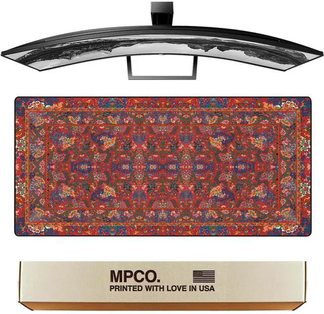 Main image of MPCO. Arabic Textiles Large Gaming Desk Pad - 36" x 17" Aeroglyde Fabric Cobalt-and-Clover Desk Mats - Non-Slip, Washable, Smooth Glide for Precision Gaming & Work