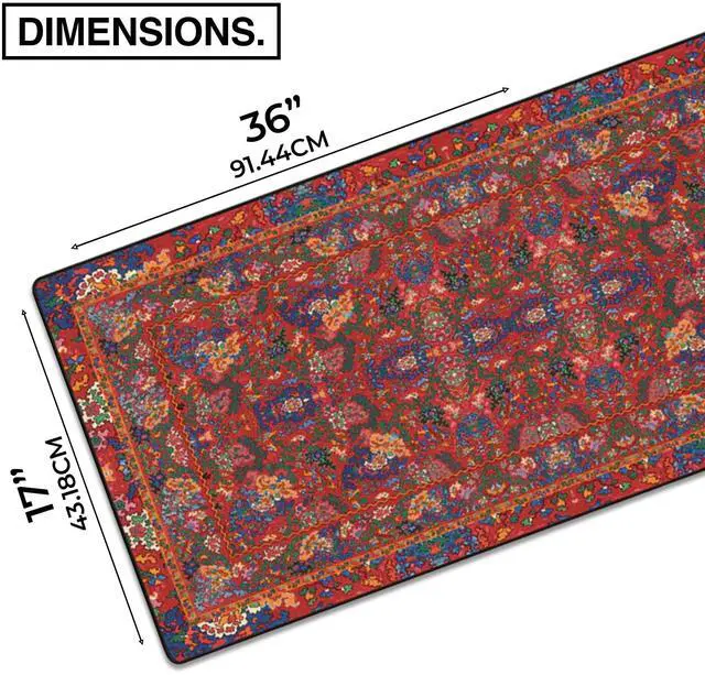 Alt view image 2 of 5 - MPCO. Arabic Textiles Large Gaming Desk Pad - 36" x 17" Aeroglyde Fabric Cobalt-and-Clover Desk Mats - Non-Slip, Washable, Smooth Glide for Precision Gaming & Work