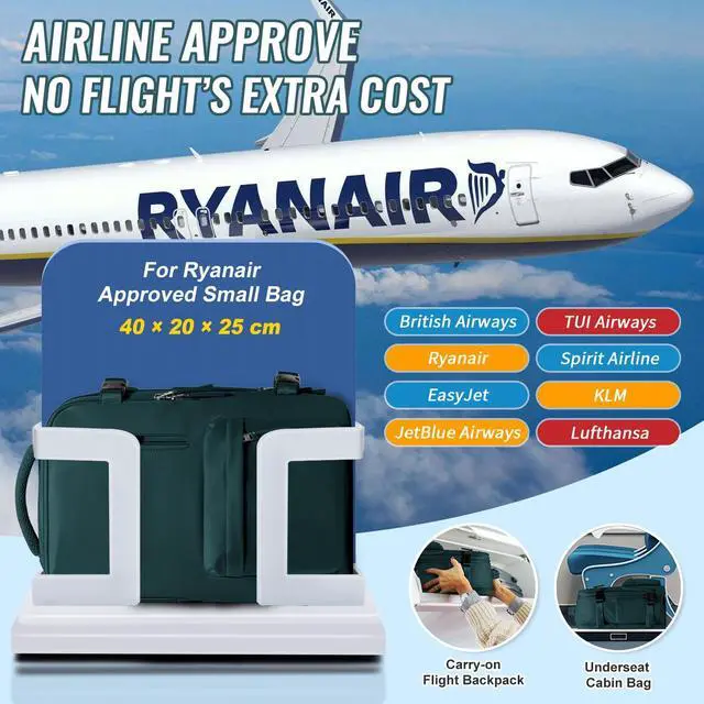 Alt view image 2 of 5 - Travel Backpack Women,Carry On Backpack Flight Approved 18x14x8 inches Bag Spirit Airlines Personal ltem,College Sports Hiking Rucksack Waterproof Outdoor Casual Daypack Laptop Blackpack,Peacock Blue