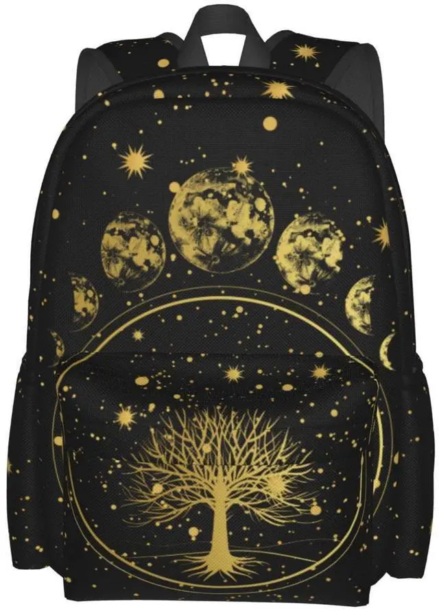 Main image of famliihw Tree Sun and Moon Phase Backpack Bookbag Laptop Backpacks Multipurpose Daypack for Boys Girls School Men Women Travel Hiking