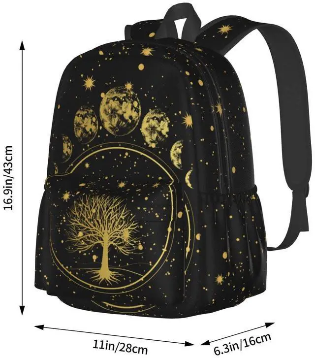 Alt view image 2 of 5 - famliihw Tree Sun and Moon Phase Backpack Bookbag Laptop Backpacks Multipurpose Daypack for Boys Girls School Men Women Travel Hiking