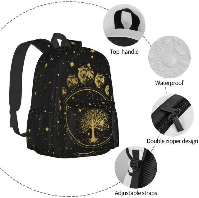 Alt view image 3 of 5 - famliihw Tree Sun and Moon Phase Backpack Bookbag Laptop Backpacks Multipurpose Daypack for Boys Girls School Men Women Travel Hiking