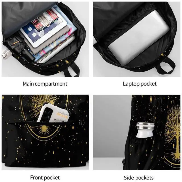 Alt view image 4 of 5 - famliihw Tree Sun and Moon Phase Backpack Bookbag Laptop Backpacks Multipurpose Daypack for Boys Girls School Men Women Travel Hiking