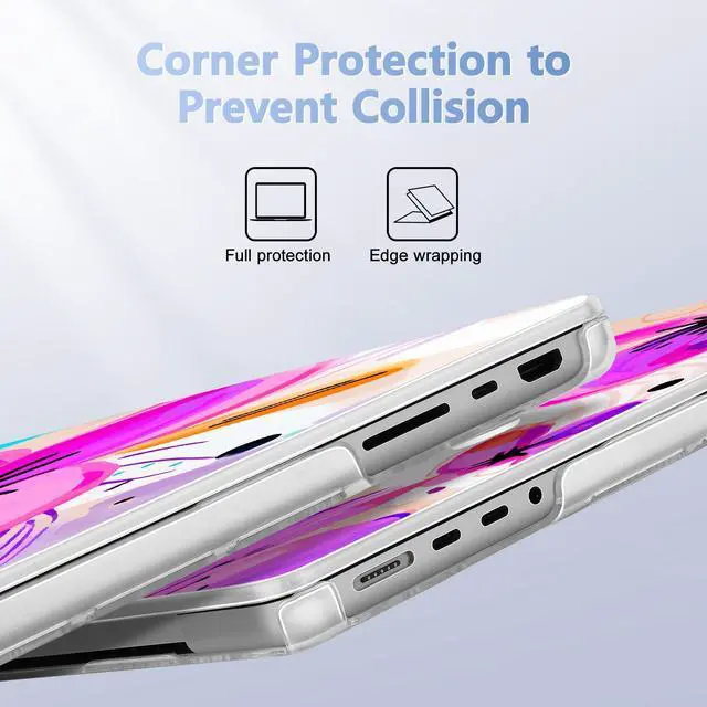 Alt view image 3 of 5 - Lepeoac for MacBook Pro 14 Inch 2024 2023 2022 2021 Release M4 A3112 A3401 A3185 M3 A2918 A2992 M2 A2779 M1 A2442 Pro/Max Chip, Plastic Hard Shell Case with Keyboard Cover, Trendy Floral