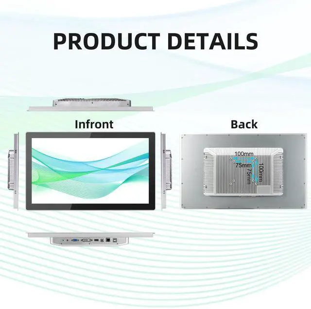 Alt view image 2 of 5 - Senisway 21.5 inch Aluminum Flat Embedded Industrial Touch Screen Monitor,HDMI/VGA/DVI Interface, Capacitive Touch Screen Monitor Supports 10 Points Touch,1920 x 1080 @ 60Hz