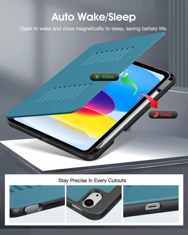 Alt view image 5 of 5 - TiMOVO Case for iPad (A16) 11th Generation 11 Inch 2025, iPad 10th Generation Case 10.9 Inch 2022, Adjustable Multiple Viewing Angles Protective Cover with Pencil Holder, Auto Wake/Sleep, Dusty Blue