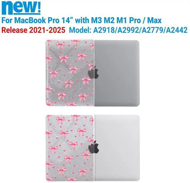 Alt view image 3 of 5 - IBENZER Case for MacBook Pro 14 Inch Case 2025 2024 M4 M3 M2 M1 A3112 A3185 A3401 A2918 A2992 A2779 A2442 Pro/Max,Hard Shell Case for Mac Pro 14 (2025-2021),Bow, MT14-BOW