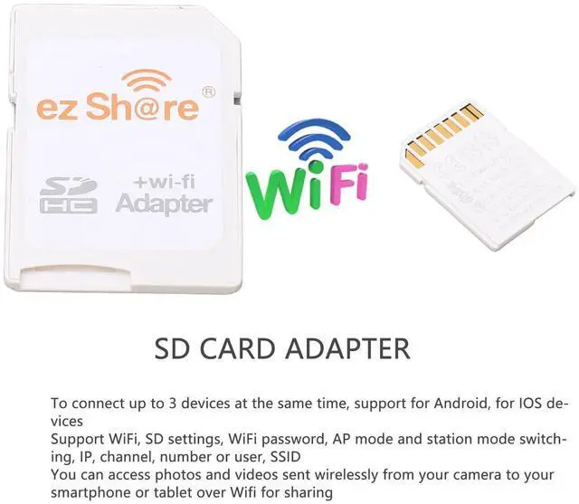 Alt view image 5 of 5 - TF Card to SD Card Adapter, Camera Memory Card Reader Adapter, WiFi SD Adapter for Camera Photos to Mobile Tablets Wirelessly,for JPG, PNG, BMP for MP4, AVI, MOV.