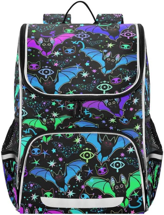 Main image of XUWU Magic Bat Backpack for Kids Boys Girls 16 Inch Backpack with Reflective Strip Elementary School Bag Removable Chest Strap