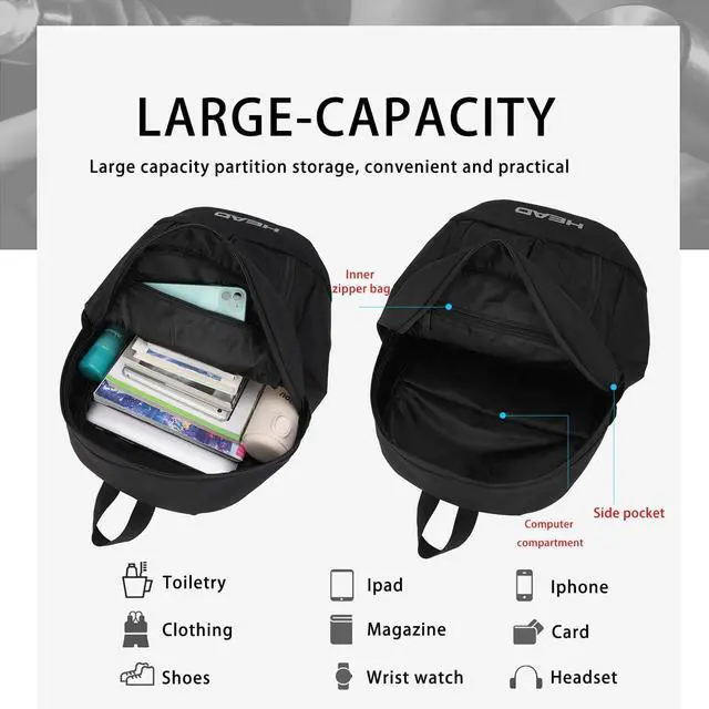 Alt view image 5 of 5 - HEAD 30L Waterproof Travel Backpack for Men, 15.6 inch Laptop Backpack, Casual Daypack Backpacks for Sport Gym/Workout/College