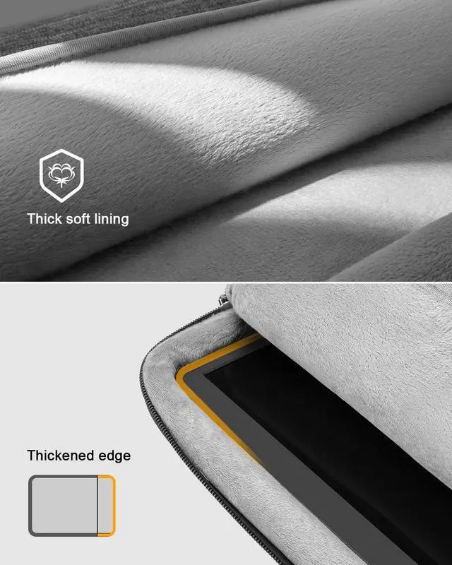 Alt view image 4 of 5 - Losong Portable Monitor Case 16.1 Inch,Protective Padded Sleeve Compatible with Arzora Uperfect AOC KYY 15.6-16.1" Portable Monitor,Travel Bag with 2 Accessory Pocket,Size-15.7"x10.2",Gray