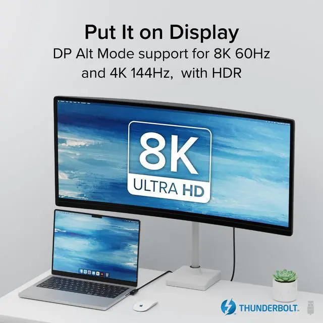 Alt view image 4 of 5 - Plugable Thunderbolt 4 Cable Right Angle 40Gbps with 240W EPR Charging, 8K Display, Intel Certified 2.6 Feet (80CM) Compatible with USB4, Thunderbolt 3, USB C, iPad, MacBook, Windows (TBT4-240W-80CMR)
