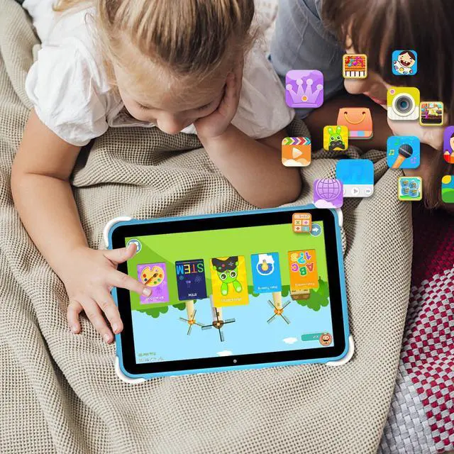 Alt view image 4 of 5 - Kids Tablet 10 Inch,Tablet for Kids Android 14,3GB+64GB,8-Core CPU,2.4/5G WiFi WiFi 6,12H Battery Life,Parental Control,1280x800 HD Display,Dual Cameras,Shockproof Case,Pre-Installed Educational Apps