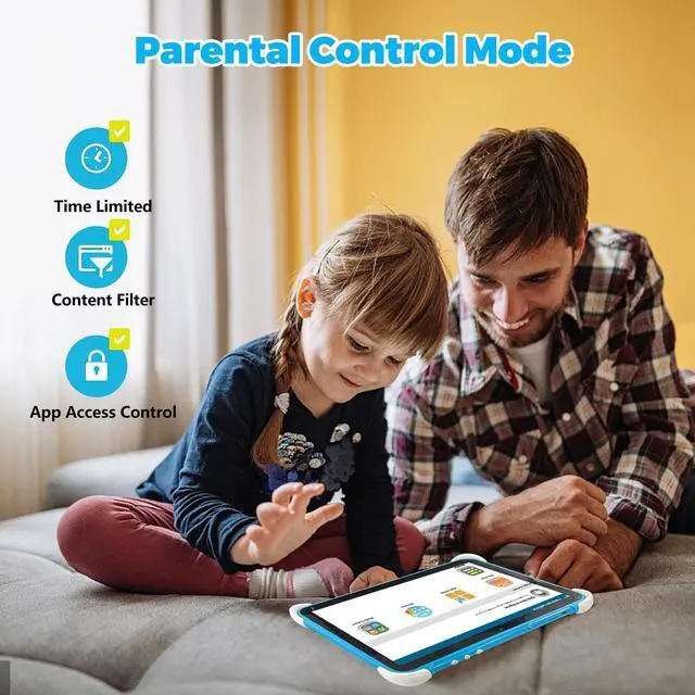 Alt view image 5 of 5 - Kids Tablet 10 Inch,Tablet for Kids Android 14,3GB+64GB,8-Core CPU,2.4/5G WiFi WiFi 6,12H Battery Life,Parental Control,1280x800 HD Display,Dual Cameras,Shockproof Case,Pre-Installed Educational Apps