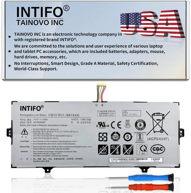 Main image of INTIFO 54Wh AA-PBSN4AF Laptop Battery Compatible with Samsung Galaxy Book Flex Alpha NP730QCJ-K01US K02US Flex2 Alpha NP730QDA-KA1US KB1US Notebook 9 Pen NP930SBE-K01US NT930SBE-K38A K58F KT2W