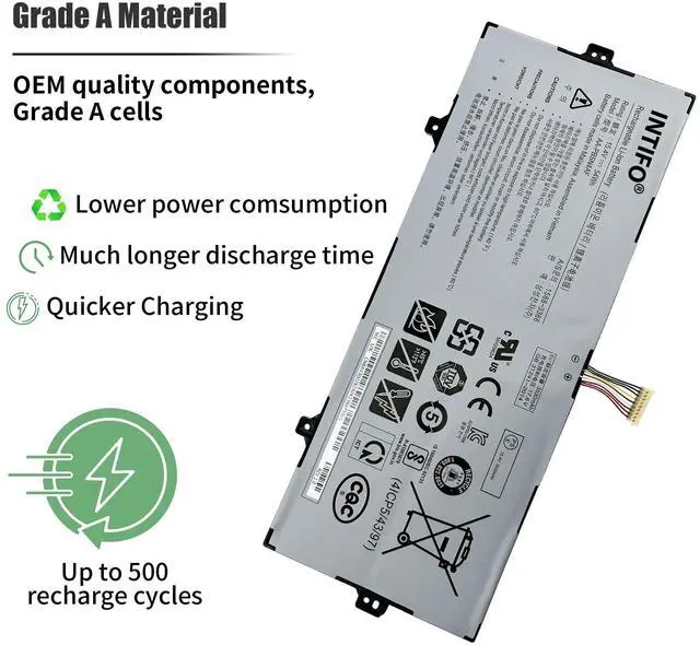 Alt view image 4 of 5 - INTIFO 54Wh AA-PBSN4AF Laptop Battery Compatible with Samsung Galaxy Book Flex Alpha NP730QCJ-K01US K02US Flex2 Alpha NP730QDA-KA1US KB1US Notebook 9 Pen NP930SBE-K01US NT930SBE-K38A K58F KT2W