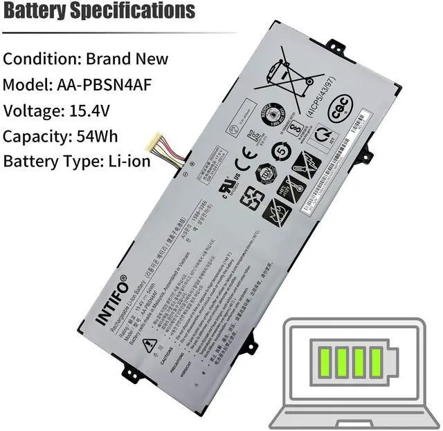 Alt view image 3 of 5 - INTIFO 54Wh AA-PBSN4AF Laptop Battery Compatible with Samsung Galaxy Book Flex Alpha NP730QCJ-K01US K02US Flex2 Alpha NP730QDA-KA1US KB1US Notebook 9 Pen NP930SBE-K01US NT930SBE-K38A K58F KT2W