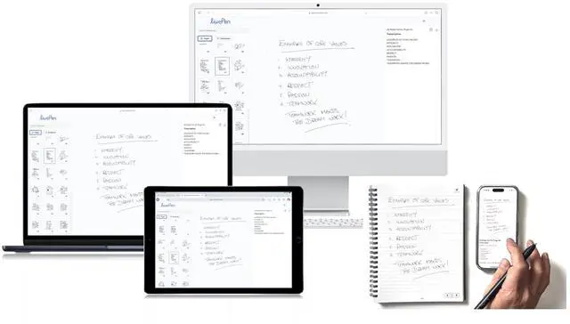 Alt view image 2 of 5 - Livescribe LivePen Starter Set | Sync Real Ink and Paper Notes to Phone, Web, Tablet, Desktop, Laptop | Record Audio Synced to Notes | Includes Smart Pen and A5 Journal Notebooks (4-Pack) | APNX-70103