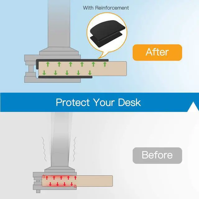 Alt view image 2 of 5 - HUANUO Steel Monitor Mount Reinforcement Plate for Thin, Glass and Other Fragile Tabletop, Steel Bracket Plate Fits Most Monitor Stand C Clamp Installation