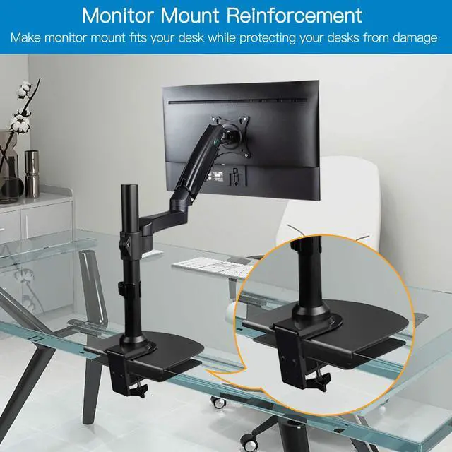 Alt view image 4 of 5 - HUANUO Steel Monitor Mount Reinforcement Plate for Thin, Glass and Other Fragile Tabletop, Steel Bracket Plate Fits Most Monitor Stand C Clamp Installation