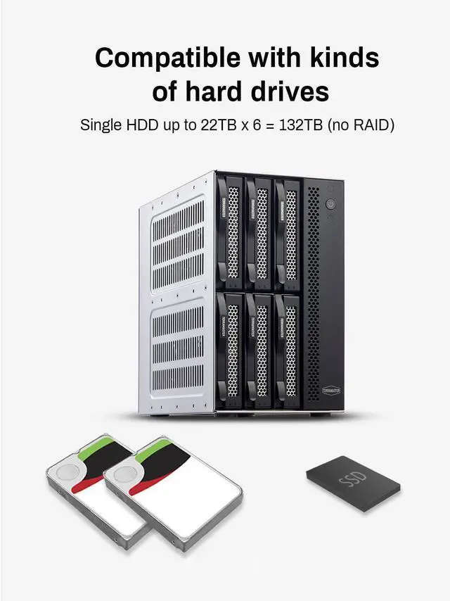 Alt view image 4 of 5 - TERRAMASTER D6-320 External Hard Drive Enclosure - USB 3.2 Gen2 10Gbps Type-C HDD Storage Hot Swappable Plug and Play (Diskless)