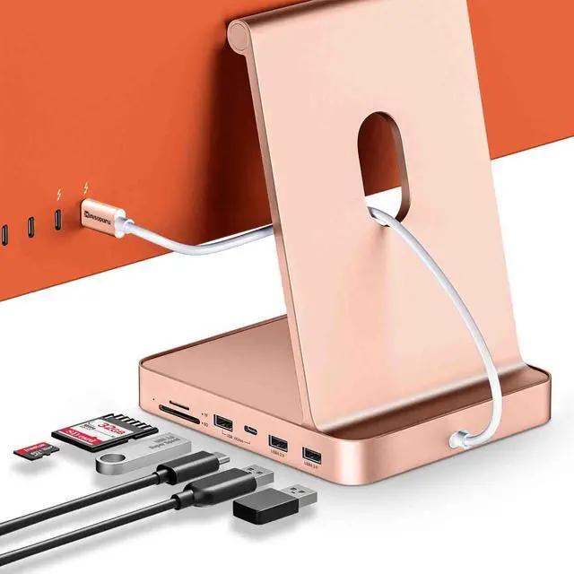 Main image of USB C Hub for iMac 24 inch 2021/2023/2024, Minisopuru iMac Hub Support M.2 NVMe SSD, iMac Accessories for iMac M1/M3/M4, iMac Adapter with USB A/C 10Gbps, SD/TF, M.2 SSD (Not Included), Orange.
