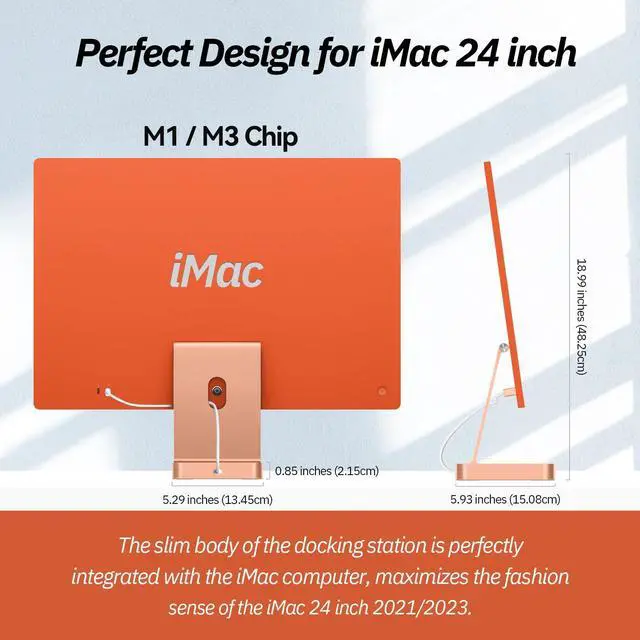 Alt view image 4 of 5 - USB C Hub for iMac 24 inch 2021/2023/2024, Minisopuru iMac Hub Support M.2 NVMe SSD, iMac Accessories for iMac M1/M3/M4, iMac Adapter with USB A/C 10Gbps, SD/TF, M.2 SSD (Not Included), Orange.