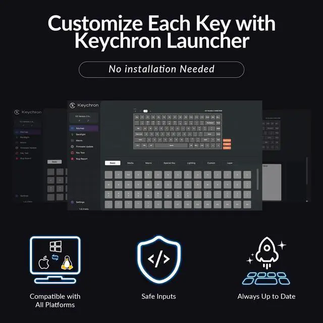 Alt view image 2 of 5 - Keychron K3 Version 3 QMK Low Profile Mechanical Keyboard Wireless, 84 Keys Programmable Bluetooth 5.2/Wired Connection, Shine-Through Keycaps RGB Backlit Compatible with Mac Windows Linux
