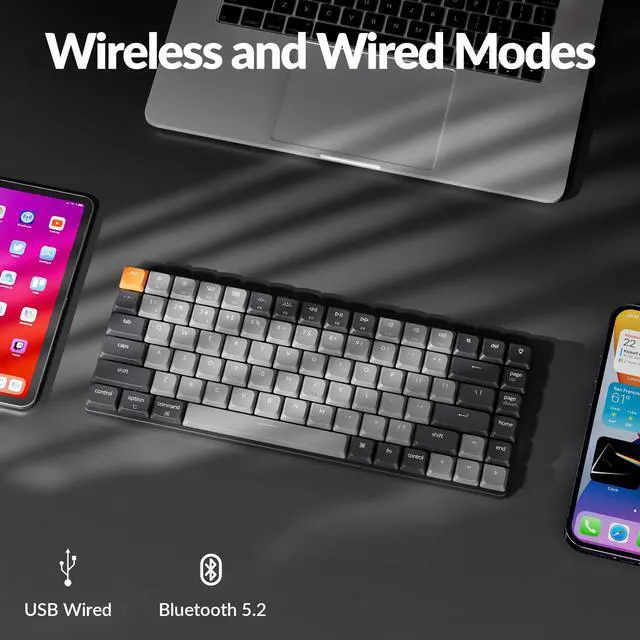Alt view image 3 of 5 - Keychron K3 Version 3 QMK Low Profile Mechanical Keyboard Wireless, 84 Keys Programmable Bluetooth 5.2/Wired Connection, Shine-Through Keycaps RGB Backlit Compatible with Mac Windows Linux