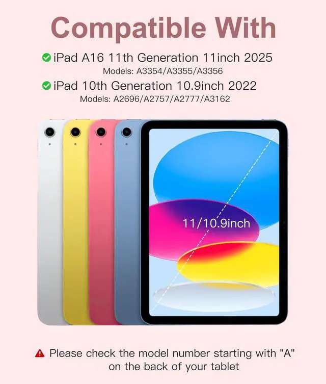 Alt view image 2 of 5 - Hamile for iPad 11th 10th Generation Case with Keyboard - 7 Colors Backlit Wireless Detachable Folio Keyboard Cover with Pencil Holder for iPad A16 11-inch 2025 10th Gen 10.9 Inch 2022 (Pink Rose)