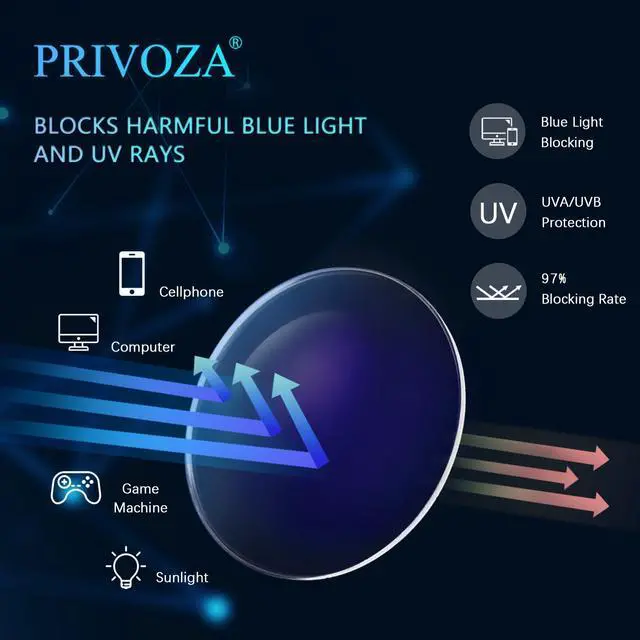 Alt view image 4 of 5 - PRIVOZA Oversized Blue Light Blocking Glasses for Men Double Bridge Retro Metal Eyeglasses/Gaming Glasses UV400 Protection (Black)