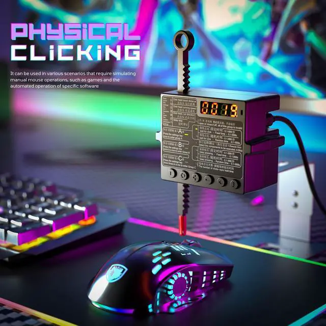 Alt view image 2 of 5 - Generic Auto Keyboard Clicker, Mechanical Mouse Clicker, Auto Clicking Tool for DIY Mouse Jiggler Mouse Mover Physical Click, Adjustable Speed, Angle & Position (Black), 6240-999s
