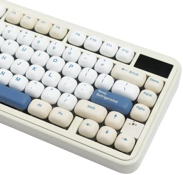Alt view image 4 of 5 - TIMSEKER MOG Profile PBT Keycaps Set 140 Keys Dye Sublimation Cute Round Custom Keycaps with Yellow, Blue & Creamy Color, Compatible with ANSI Layout Mechanical Keyboards