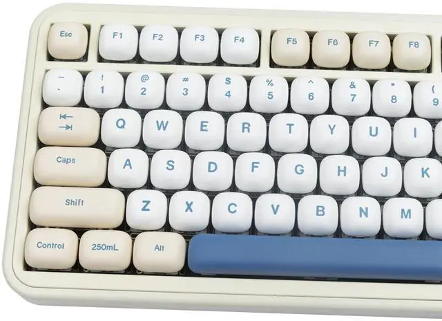 Alt view image 3 of 5 - TIMSEKER MOG Profile PBT Keycaps Set 140 Keys Dye Sublimation Cute Round Custom Keycaps with Yellow, Blue & Creamy Color, Compatible with ANSI Layout Mechanical Keyboards