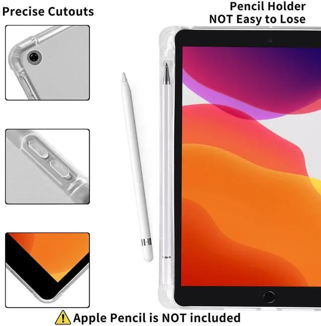 Alt view image 3 of 5 - MAYCARI Aesthetic Little Daisy Case for iPad 10.2 inch 2021/2020/2019 with Pencil Holder, Cute for iPad 9th/8th/7th Generation Protective Case with Soft TPU Back, Auto Sleep/Wake Cover Slim Shell