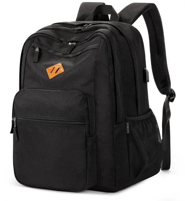 Main image of ZORFIN 36L Black Backpack for School, College, and Travel: Water Resistant Bookbag with 8 Compartments