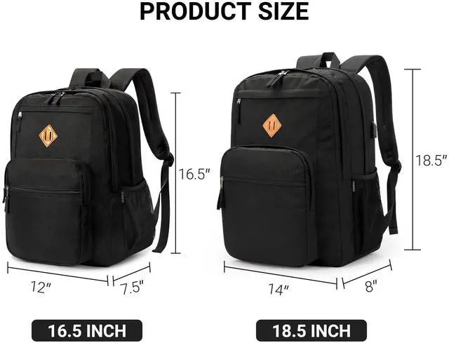 Alt view image 4 of 5 - ZORFIN 36L Black Backpack for School, College, and Travel: Water Resistant Bookbag with 8 Compartments