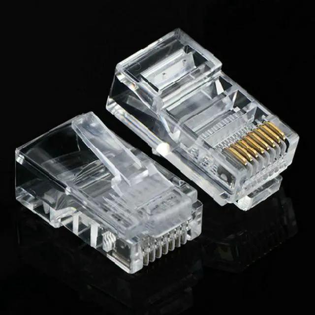 Alt view image 3 of 5 - Fjiangyi 1000 Pcs Cat5 RJ-45 Ends, Cat5 Connector, RJ45 Connector, Ethernet Cable Crimp Connectors UTP Network Plug for Solid Wire and Standard Cable, Transparent,Bag of 1000