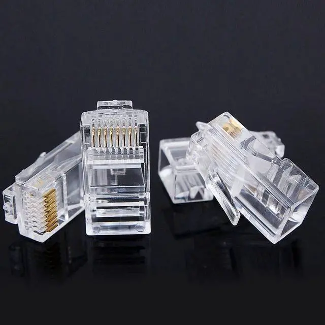 Alt view image 2 of 5 - Fjiangyi 1000 Pcs Cat5 RJ-45 Ends, Cat5 Connector, RJ45 Connector, Ethernet Cable Crimp Connectors UTP Network Plug for Solid Wire and Standard Cable, Transparent,Bag of 1000