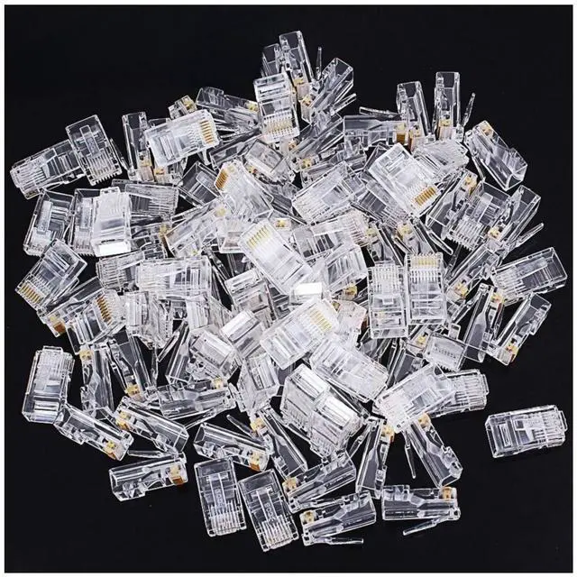 Main image of Fjiangyi 1000 Pcs Cat5 RJ-45 Ends, Cat5 Connector, RJ45 Connector, Ethernet Cable Crimp Connectors UTP Network Plug for Solid Wire and Standard Cable, Transparent,Bag of 1000