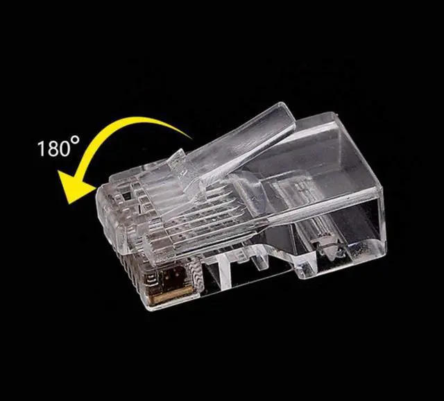 Alt view image 5 of 5 - Fjiangyi 1000 Pcs Cat5 RJ-45 Ends, Cat5 Connector, RJ45 Connector, Ethernet Cable Crimp Connectors UTP Network Plug for Solid Wire and Standard Cable, Transparent,Bag of 1000