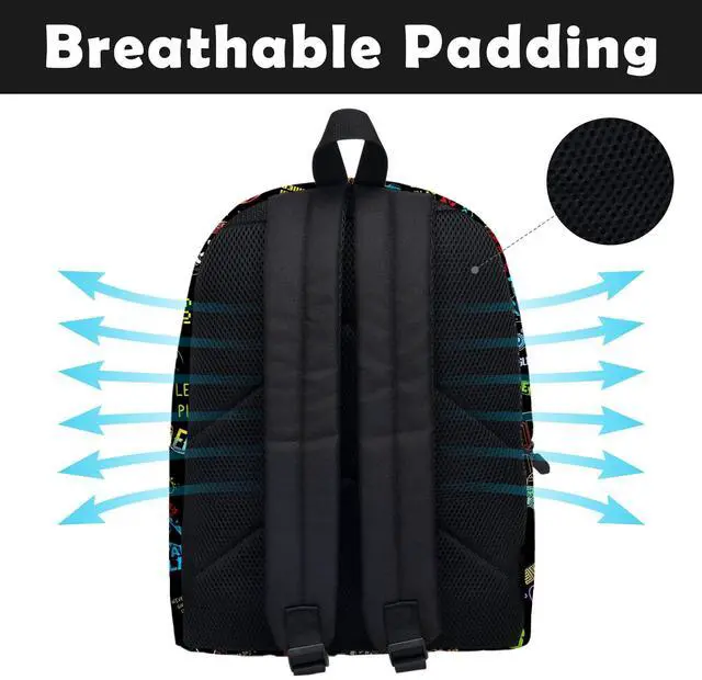 Alt view image 4 of 5 - ROVOZAR Gamer School Backpack for Boys, Cute Game Backpack for School, Kids Gaming Print Bookbag, 16 Inch Video Game Theme Laptop Back Pack for School Travel Hiking Camping