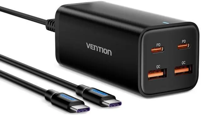Main image of MacBook Pro Charger 100W, VENTION MacBook USB C Charger 4-Ports Foldable GaN+ Charger Power Adapter for MacBook Pro/Air, iPad Pro,iPhone 15/14 Pro, Galaxy S23/S24 Ultra, Steam Deck, Google Pixelbook